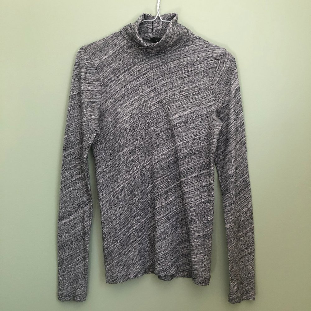 J.Crew Women Heather Grey Cotton Tissue Turtleneck